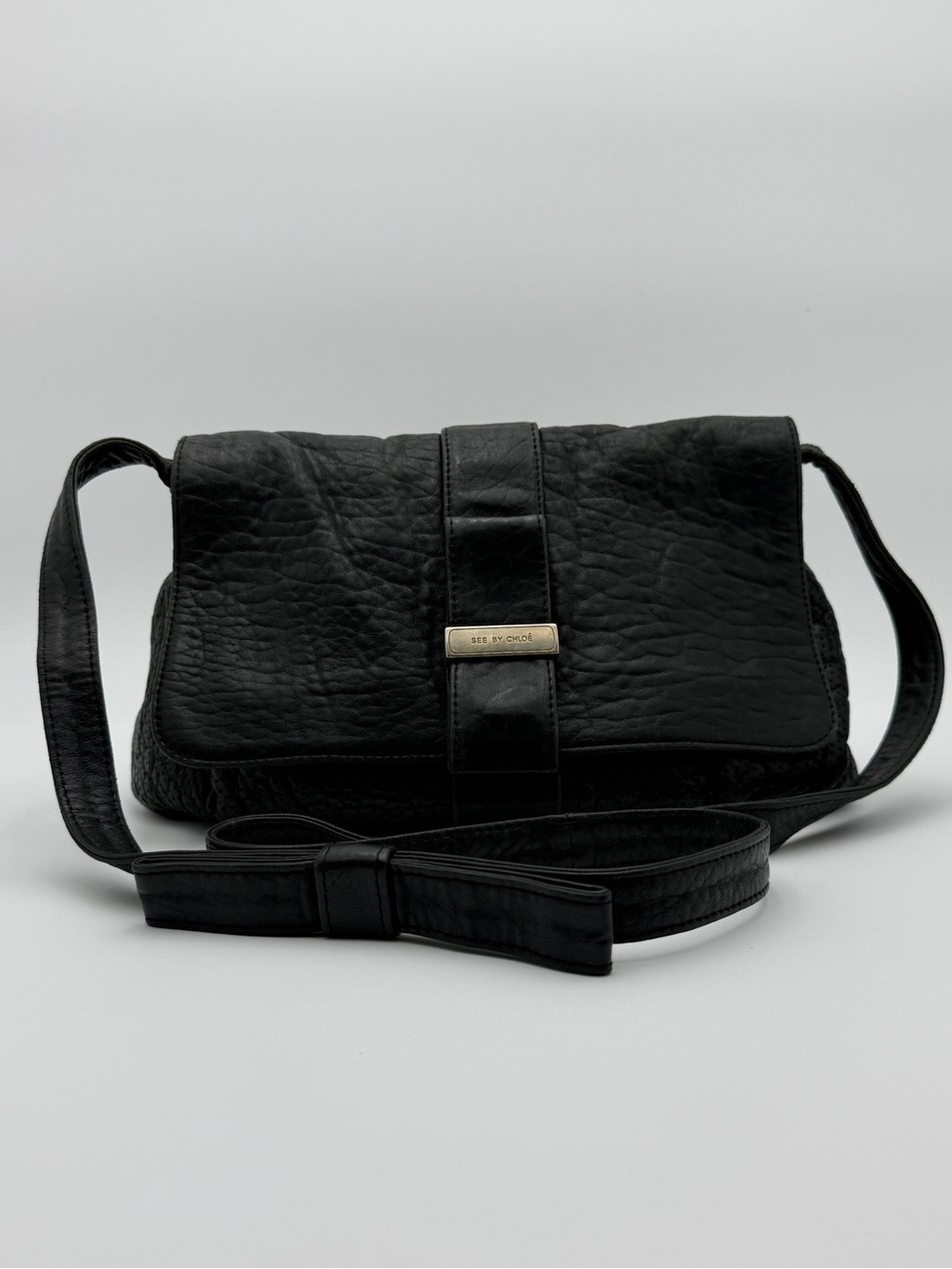 See By Chloe Black Leather Fold-Over Clutch